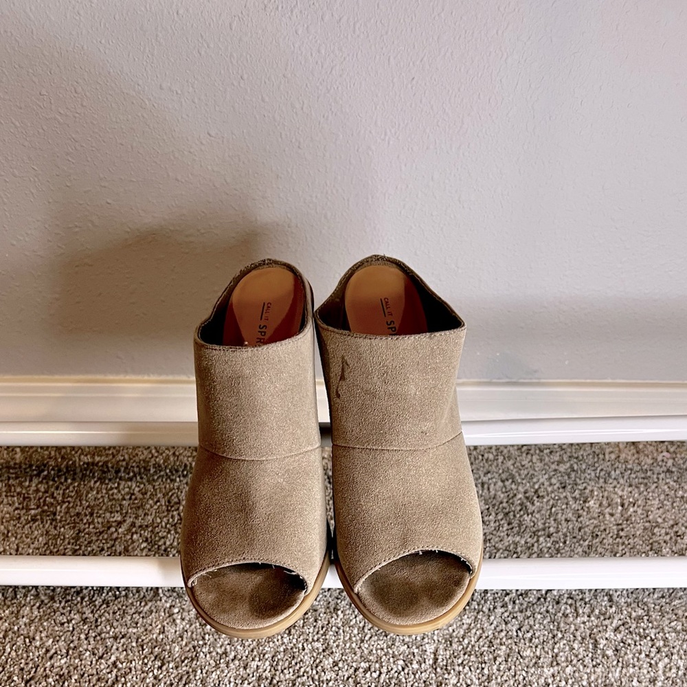 call it spring slide mules tan size 8